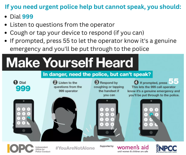 Make Yourself Heard - Dial 999 in an Emergency and press 55 to be put through to police