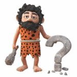 Caveman holding a carved stone in the share of a question mark - Understanding and managing anxiety