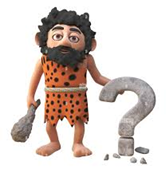Caveman holding a carved stone in the share of a question mark - Understanding and managing anxiety