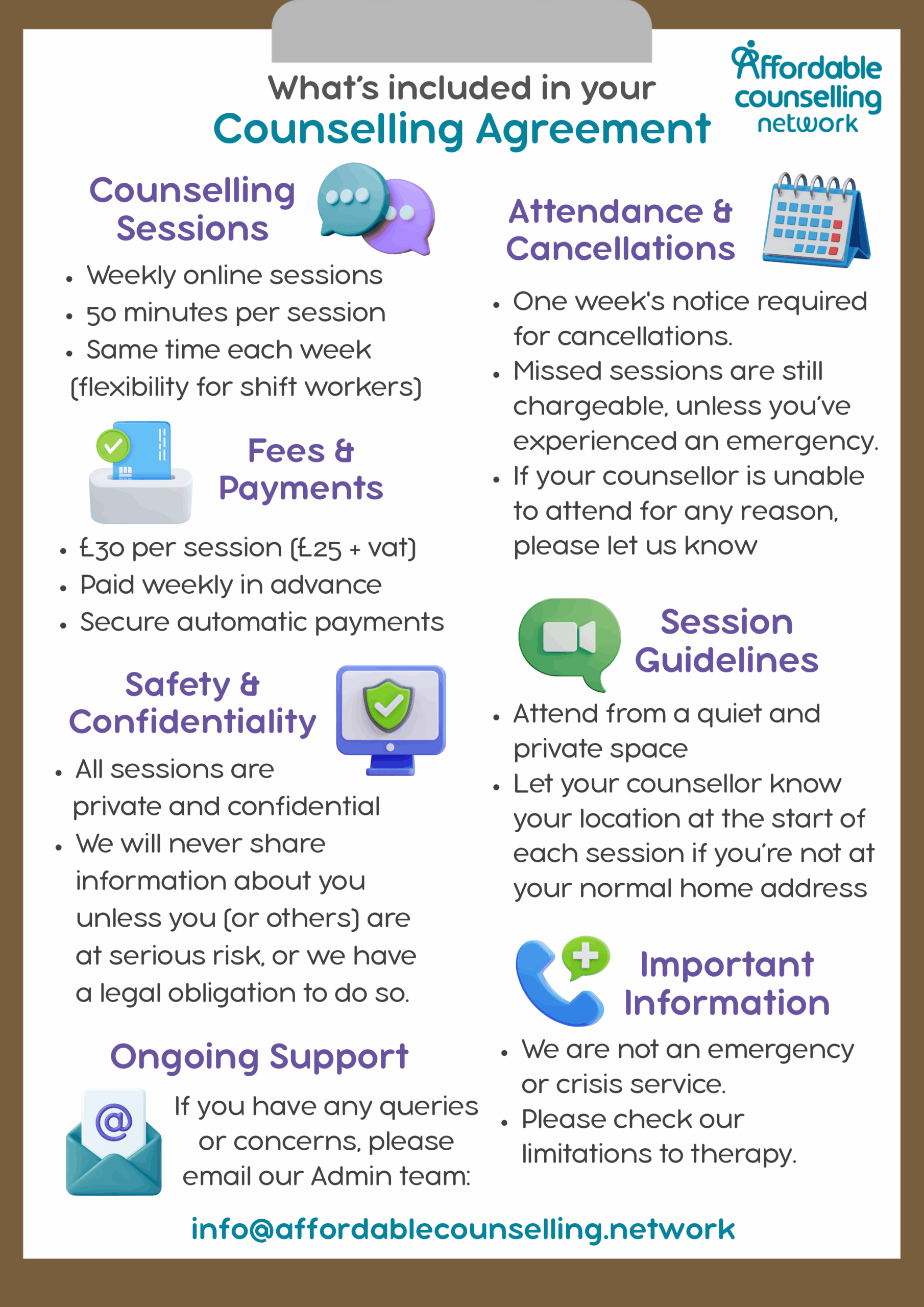What to expect from your Counselling Agreement with ACN